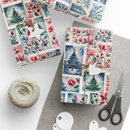 Flora & First - Class Festivities – Botanical Holiday Stamp Wrapping Paper