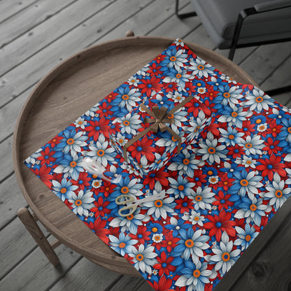 Red White Blue Daisy Floral Design