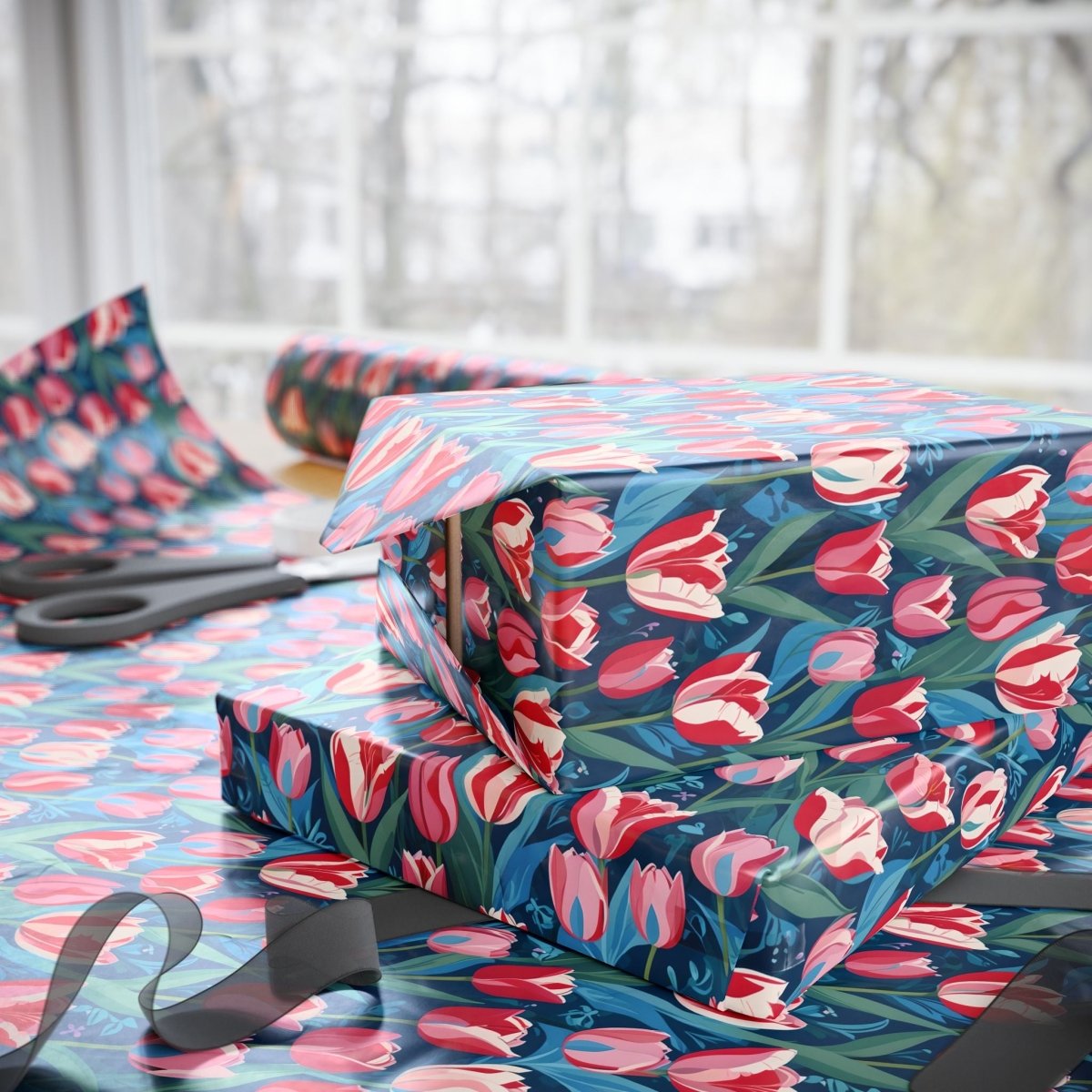 Vibrant Tulip Floral Wrapping Paper