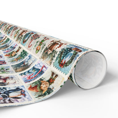 Sealed with a Sleigh – Vintage Christmas Stamps Wrapping Paper
