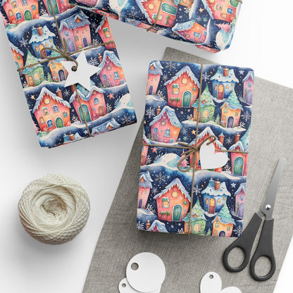 Twinkle Town – Whimsical Christmas Village Wrapping Paper