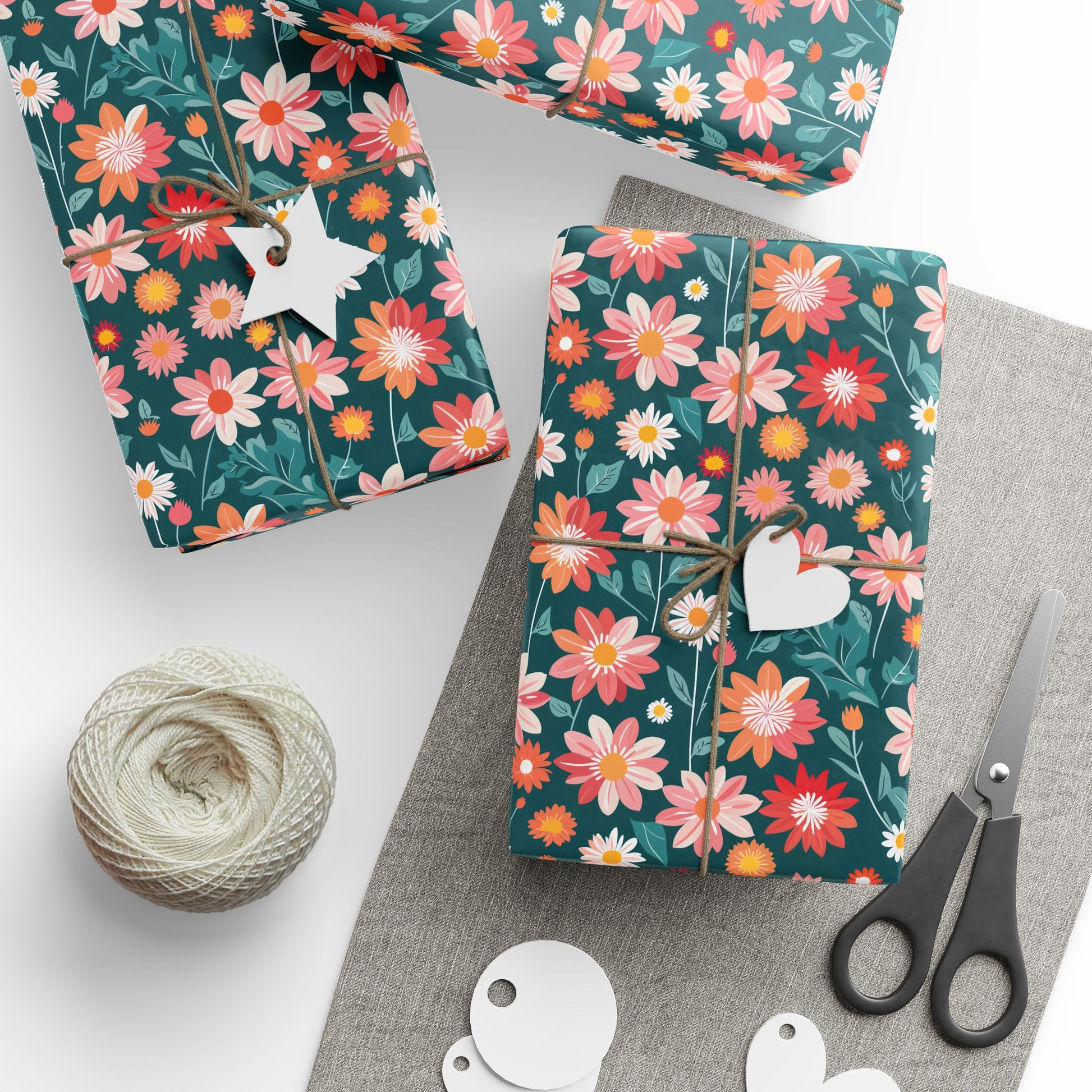 Pink & Peach Floral Wrapping Paper Roll