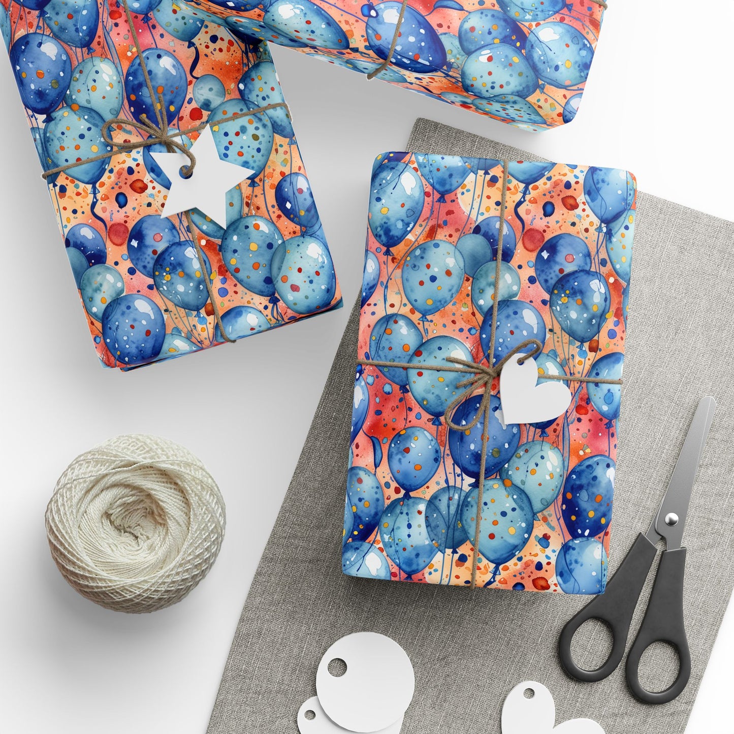 Colorful Blue and Orange Balloon Gift Wrapping Paper