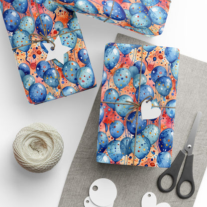 Colorful Blue and Orange Balloon Gift Wrapping Paper