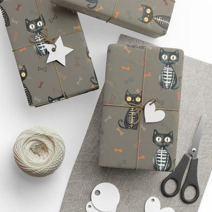Bone to Be Wild – Skeleton Cat Halloween Wrapping Paper