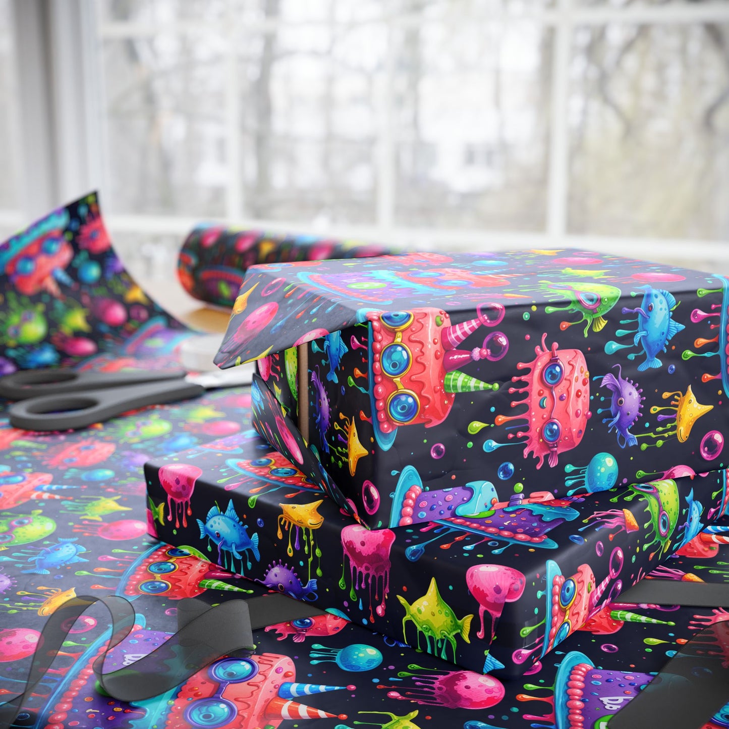 Colorful Martian Party Wrapping Paper