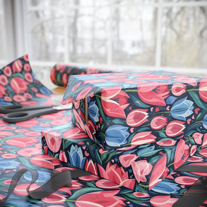 Vibrant Tulip Floral Wrapping Paper Roll