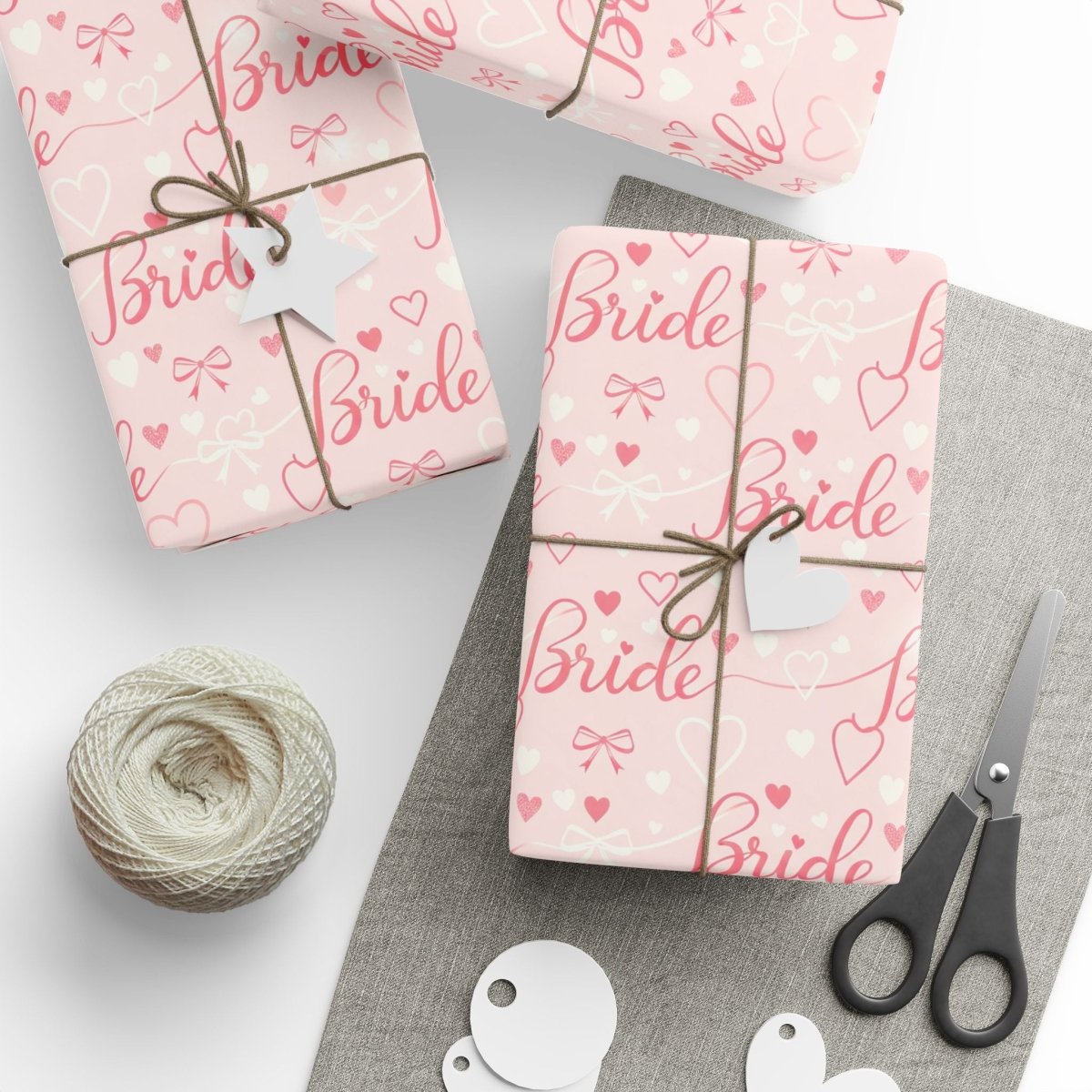 Blushing Bride Bows & Hearts – Bridal Shower Wrapping Paper
