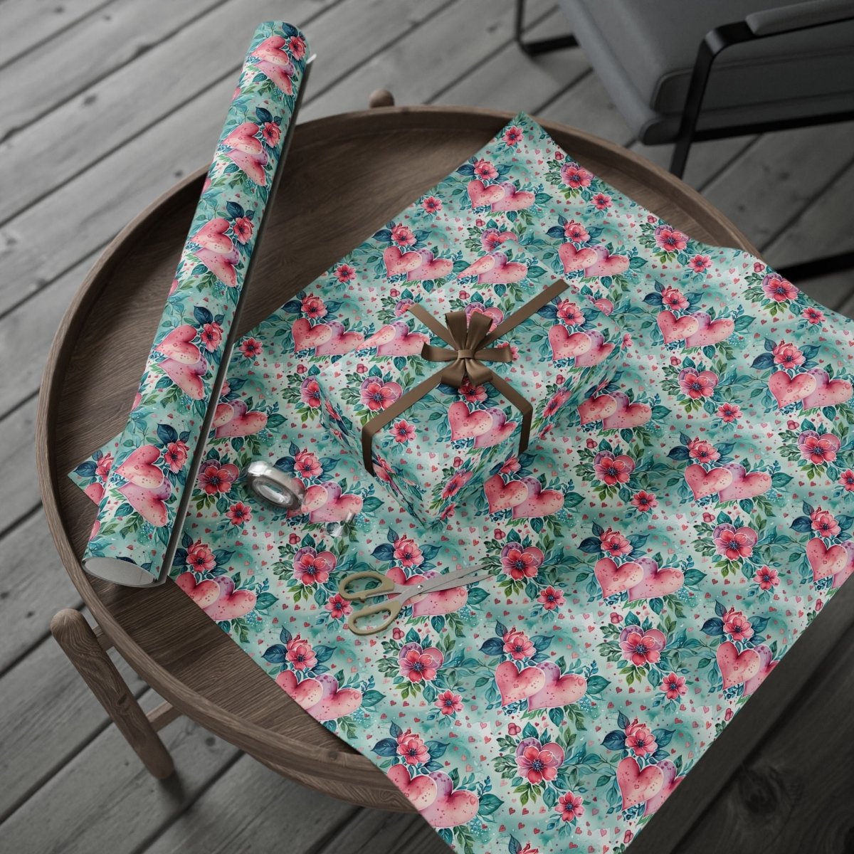Blue & Pink Floral Gift Wrap