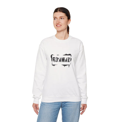 Crewneck Sweatshirt - 'Go Away' Stencil Graphic Cozy Pullover