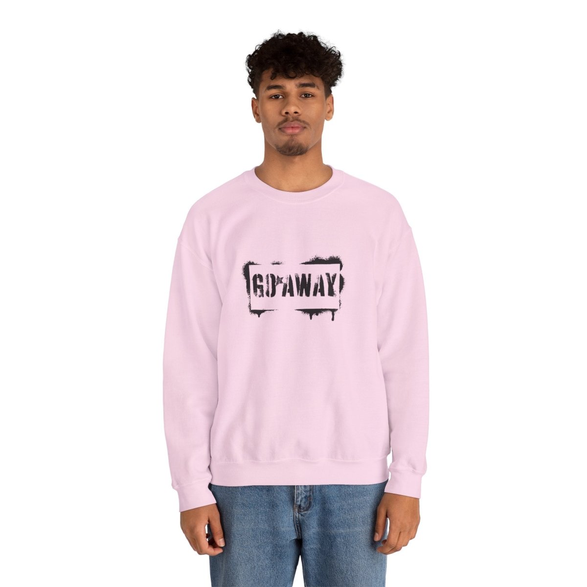 Crewneck Sweatshirt - 'Go Away' Stencil Graphic Cozy Pullover