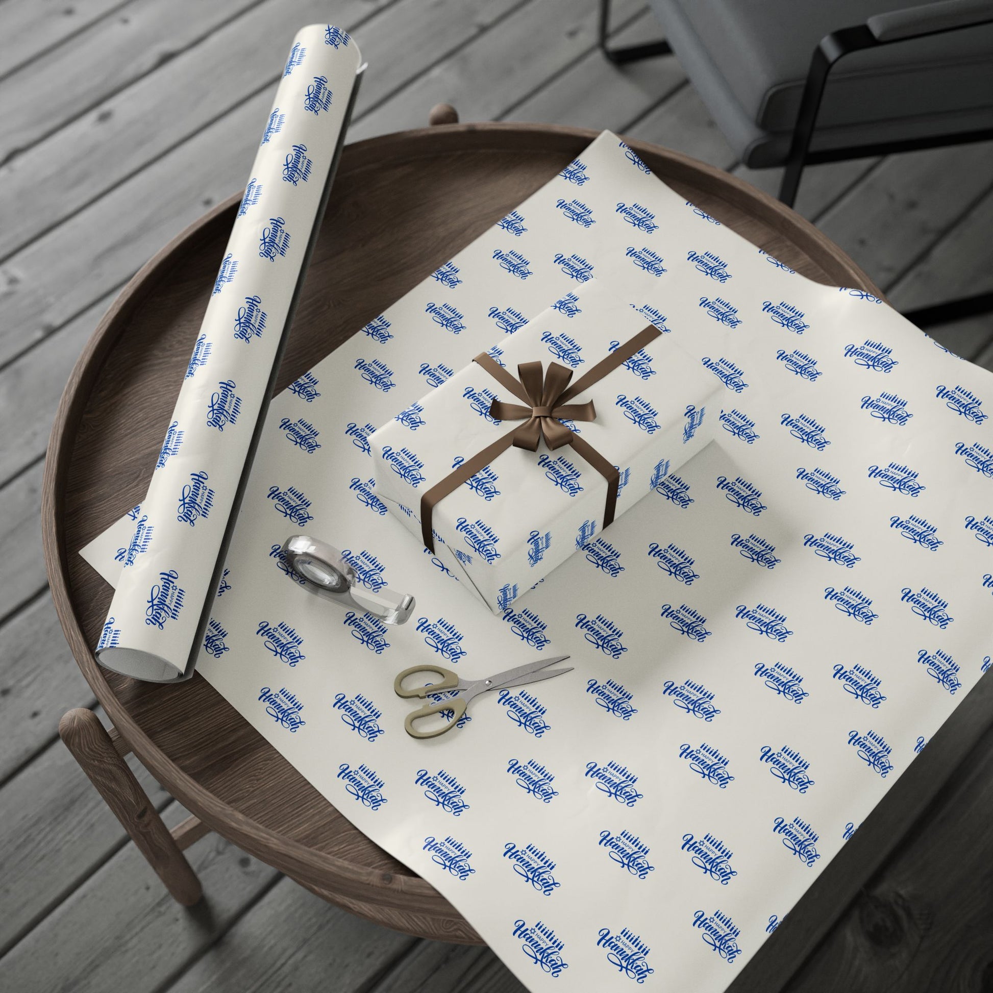 Hanukkah Blue and White Candle Wrapping Papers