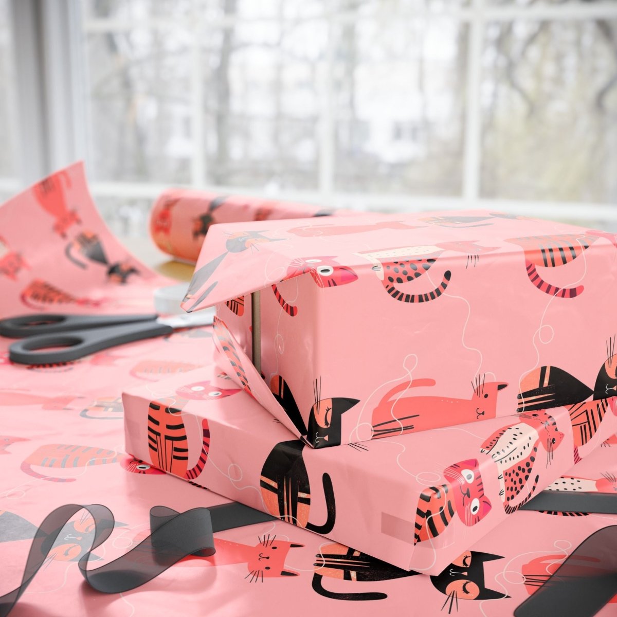 Purrfectly Pink – Playful Cat Wrapping Paper