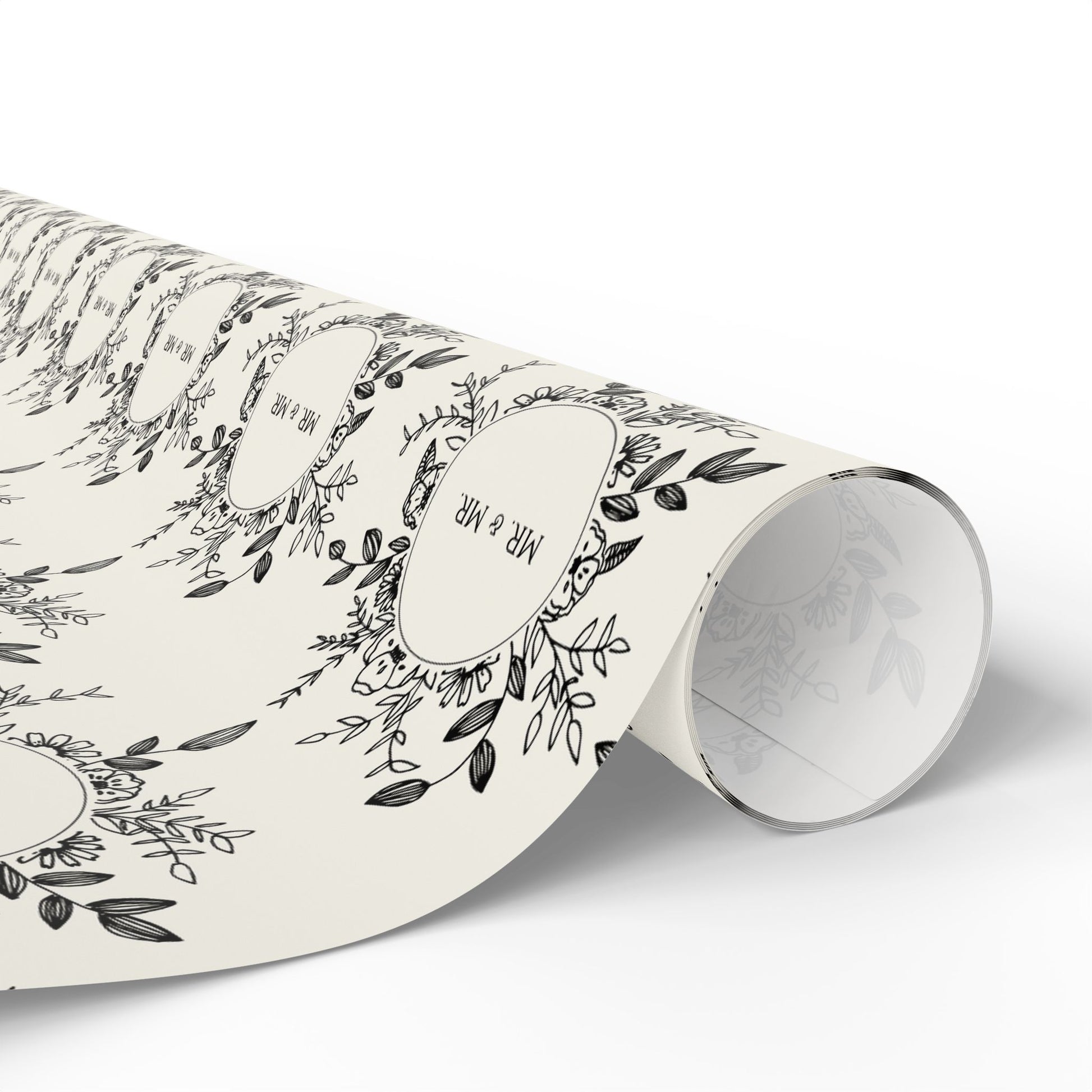 Mr. & Mr. Gift Wrapping Paper in Black & White