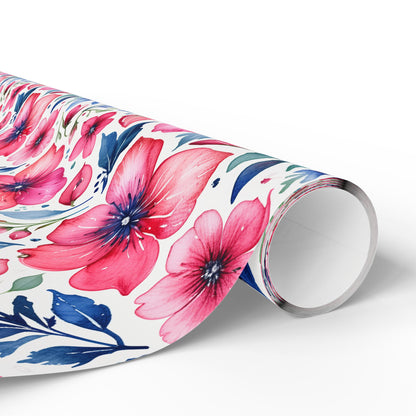 Pink and Blue Watercolor Flowers