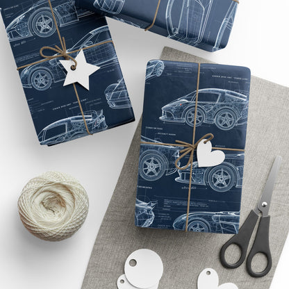 Car Blueprint Wrapping Paper