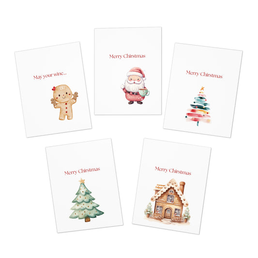 Funny Christmas (Wine Related - Set 2) Greeting Card Pack | Set of 5 Holiday Cards | Cute & Cheeky Christmas Cards