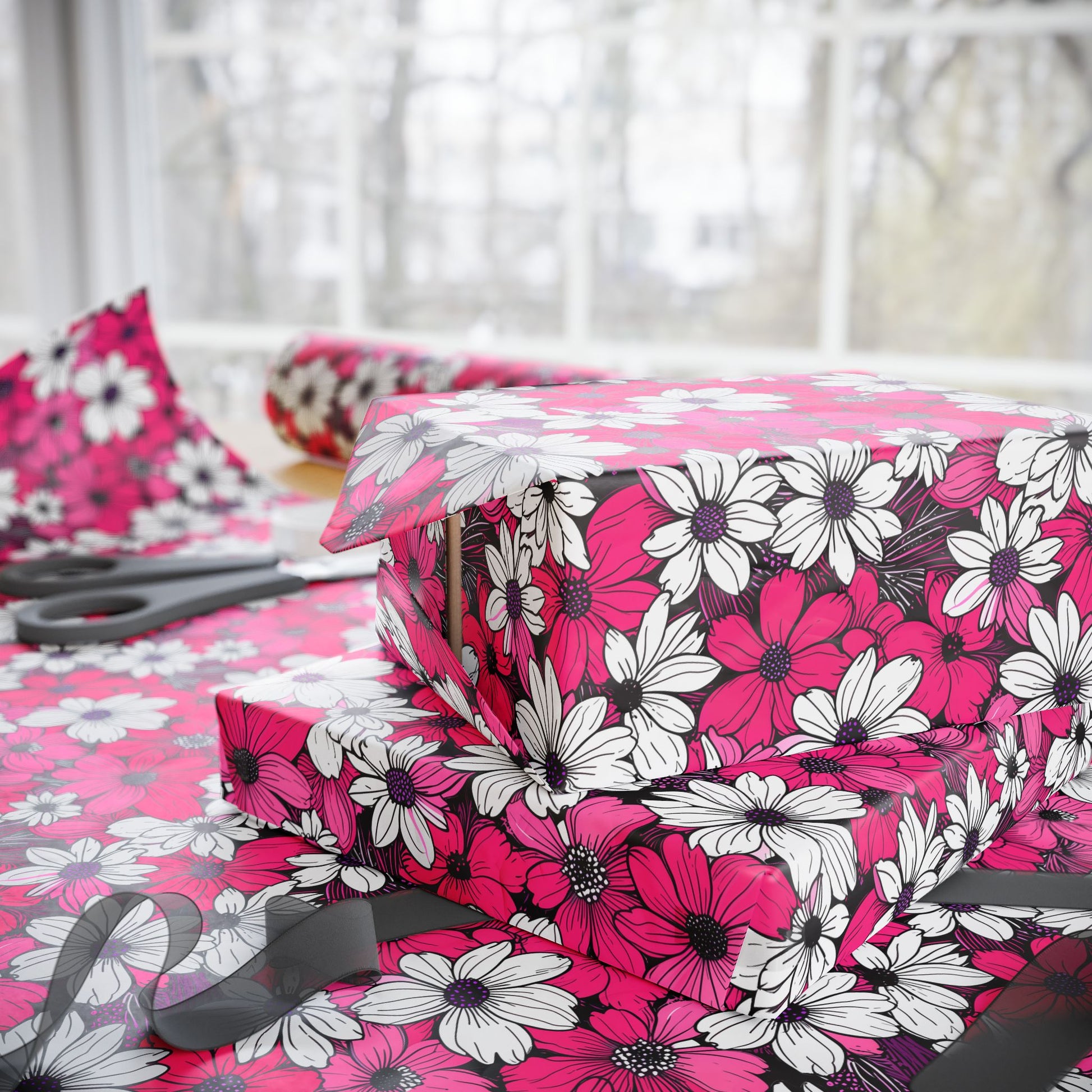 Pink & White Floral Wrapping Paper