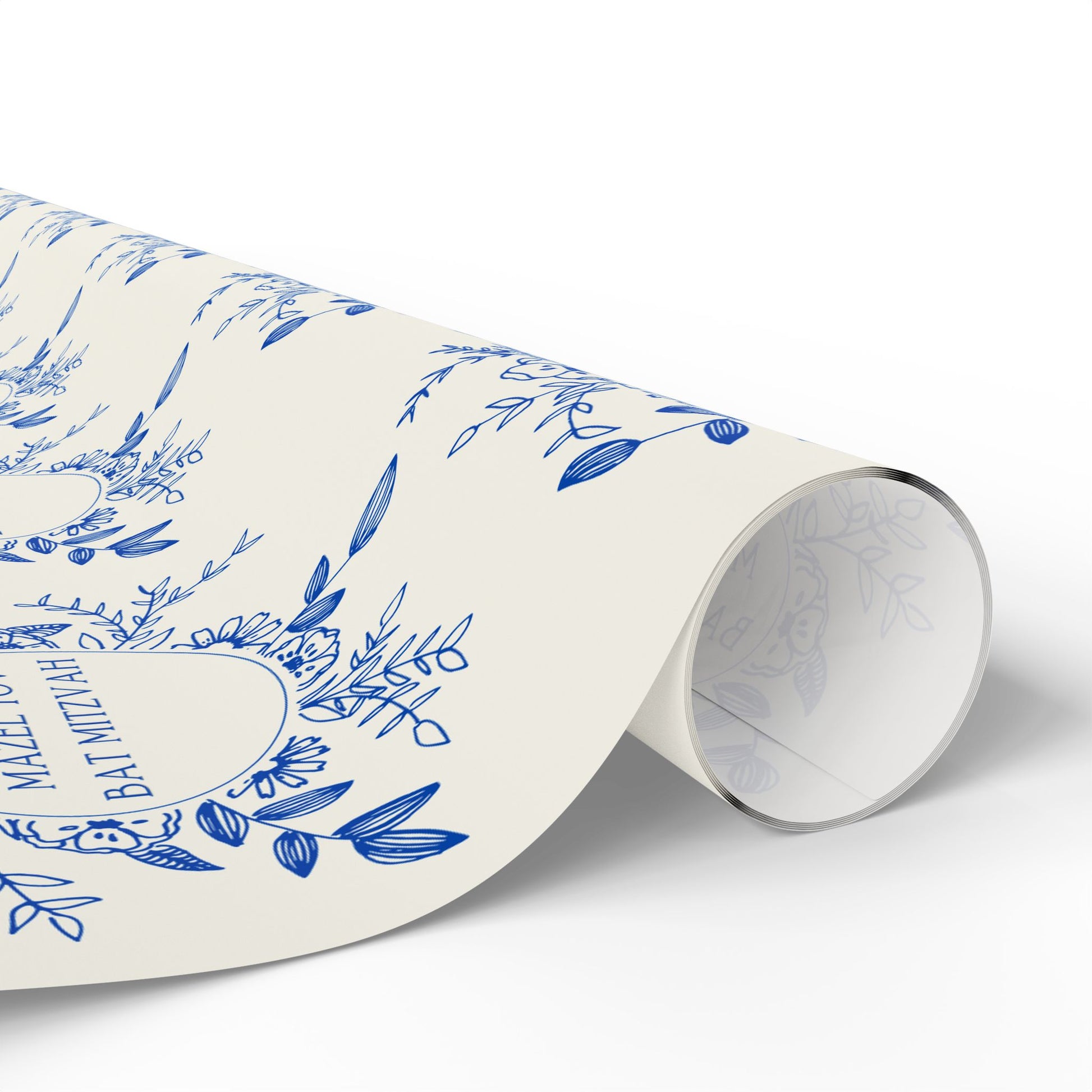 Elegant Floral Mazel Tov Bat Mitzvah Wrapping Paper