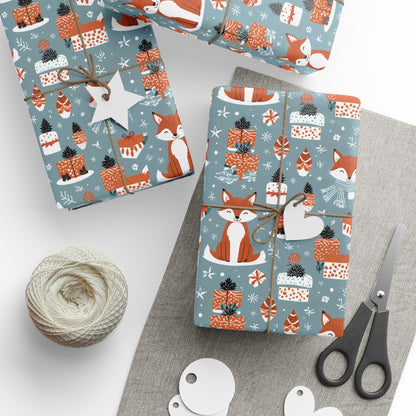 Foxes & Firsprigs – Cozy Critters Holiday Wrapping Paper