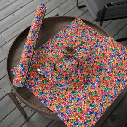Vibrant Multicolor Heart Wrapping Paper Roll