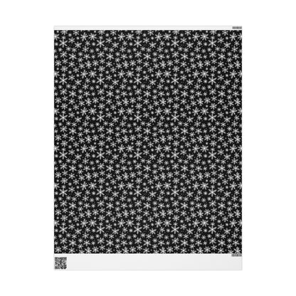 Midnight Flurries – Black & White Snowflake Wrapping Paper