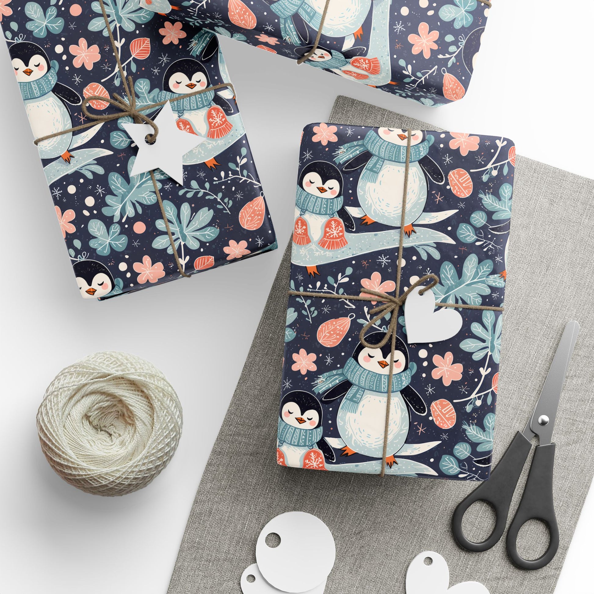 Penguin Dreams & Snowy Schemes – Soft Winter Wrapping Paper