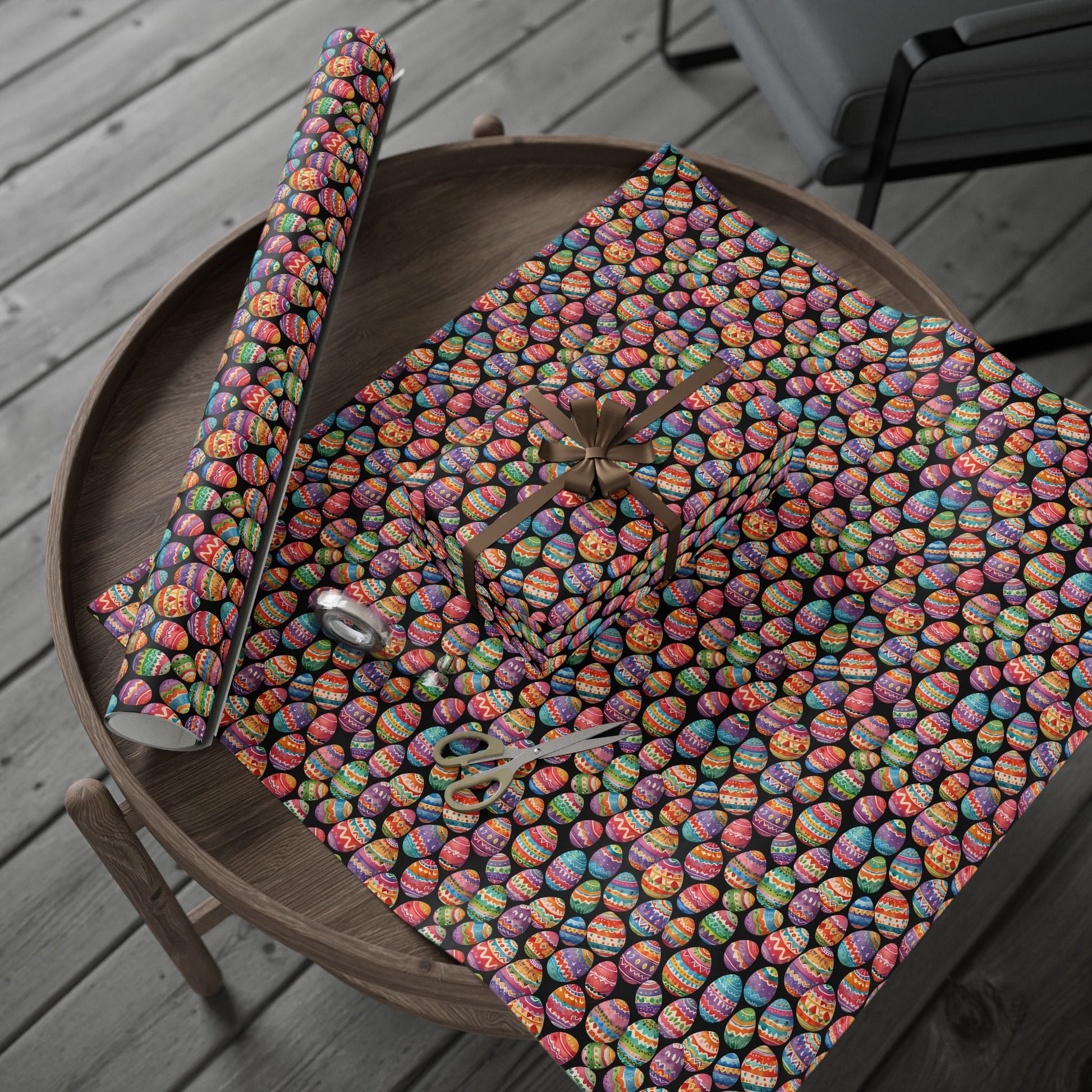 Colorful Easter Egg Wrapping Paper - Black