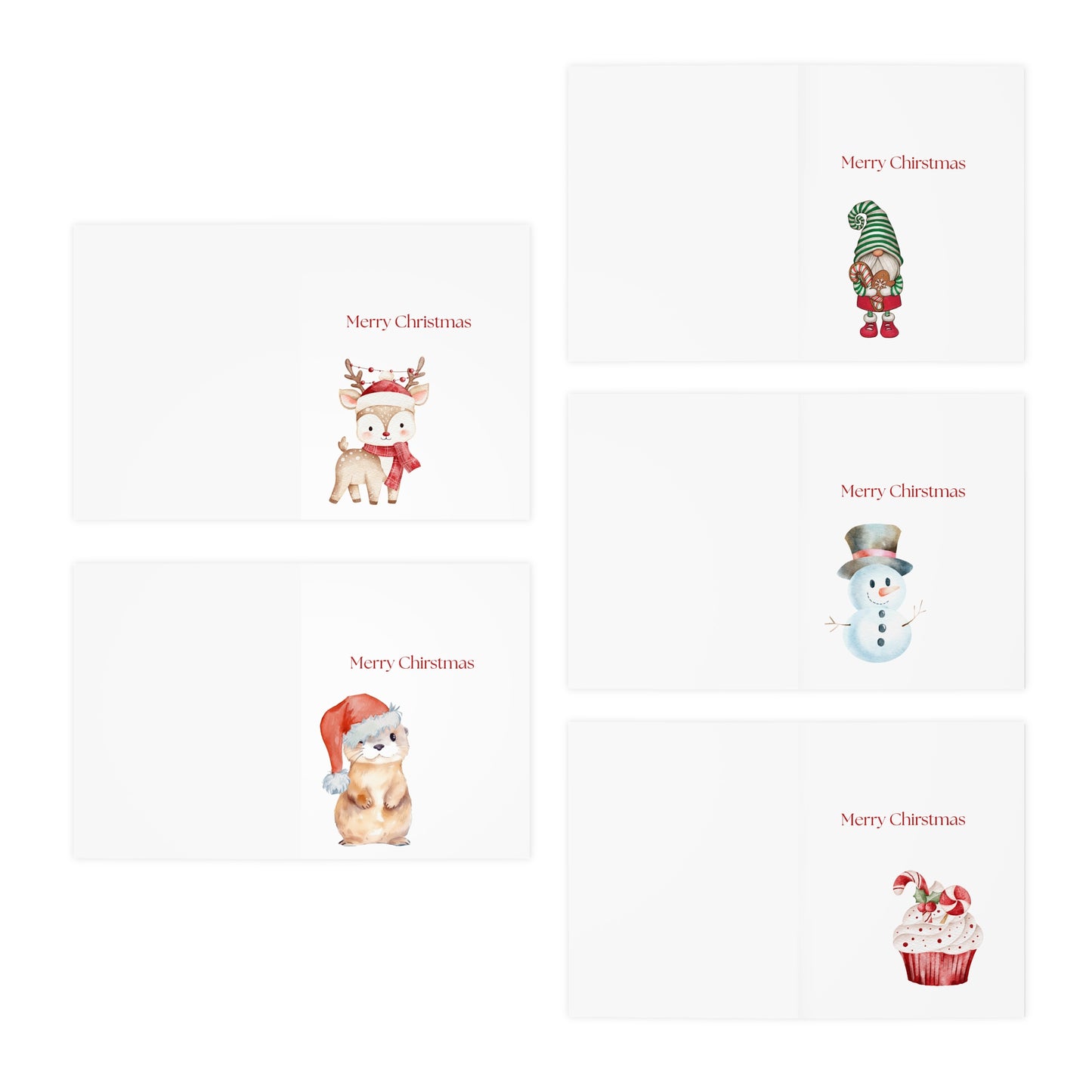 Funny Christmas Greeting Card Pack | Set of 5 Holiday Cards | Cute & Cheeky Christmas Cards