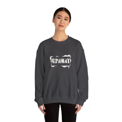 Crewneck Sweatshirt - 'Go Away' Stencil Graphic Cozy Pullover