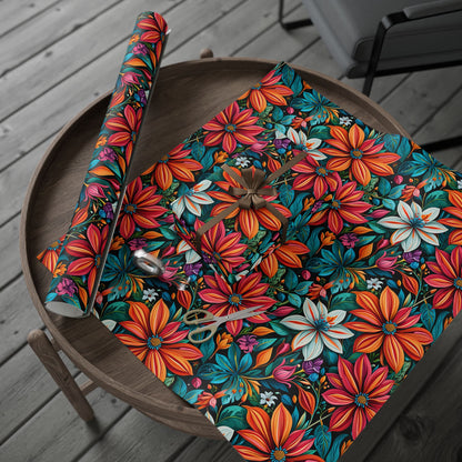 Botanical Bright Floral Design Gift Wrap for Birthdays
