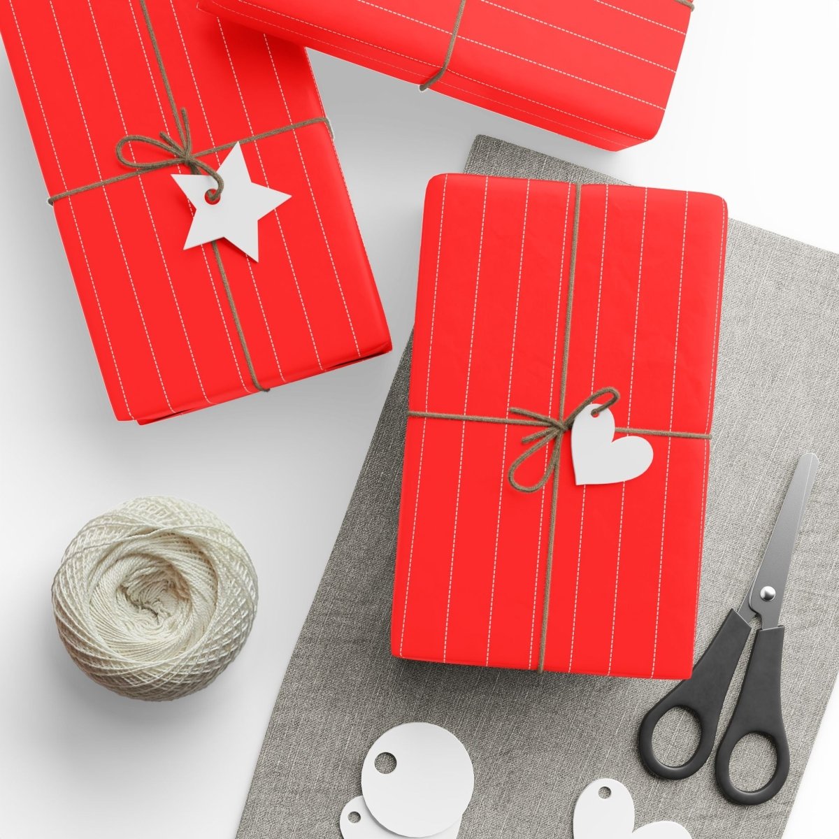 Peppermint Pinstripes – Red Dotted Striped Wrapping Paper