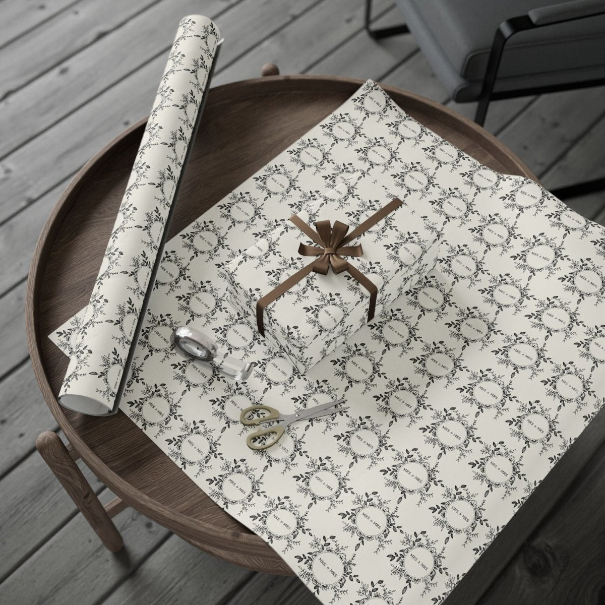 Mrs. & Mrs. Black and White Wrapping Paper Roll