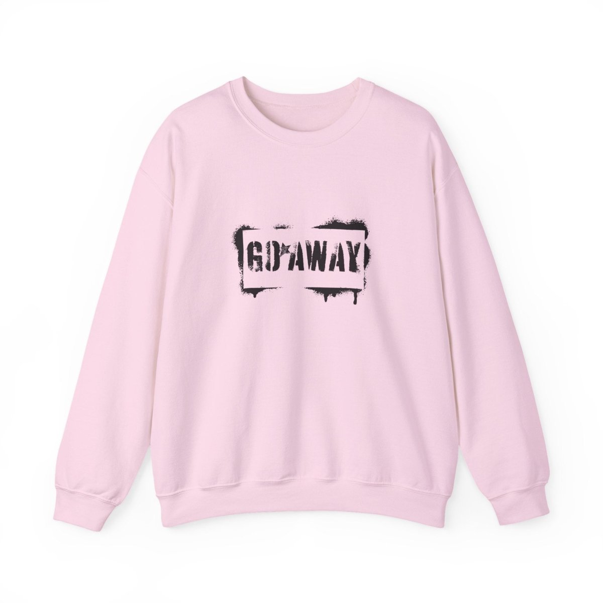 Crewneck Sweatshirt - 'Go Away' Stencil Graphic Cozy Pullover