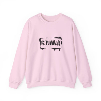 Crewneck Sweatshirt - 'Go Away' Stencil Graphic Cozy Pullover