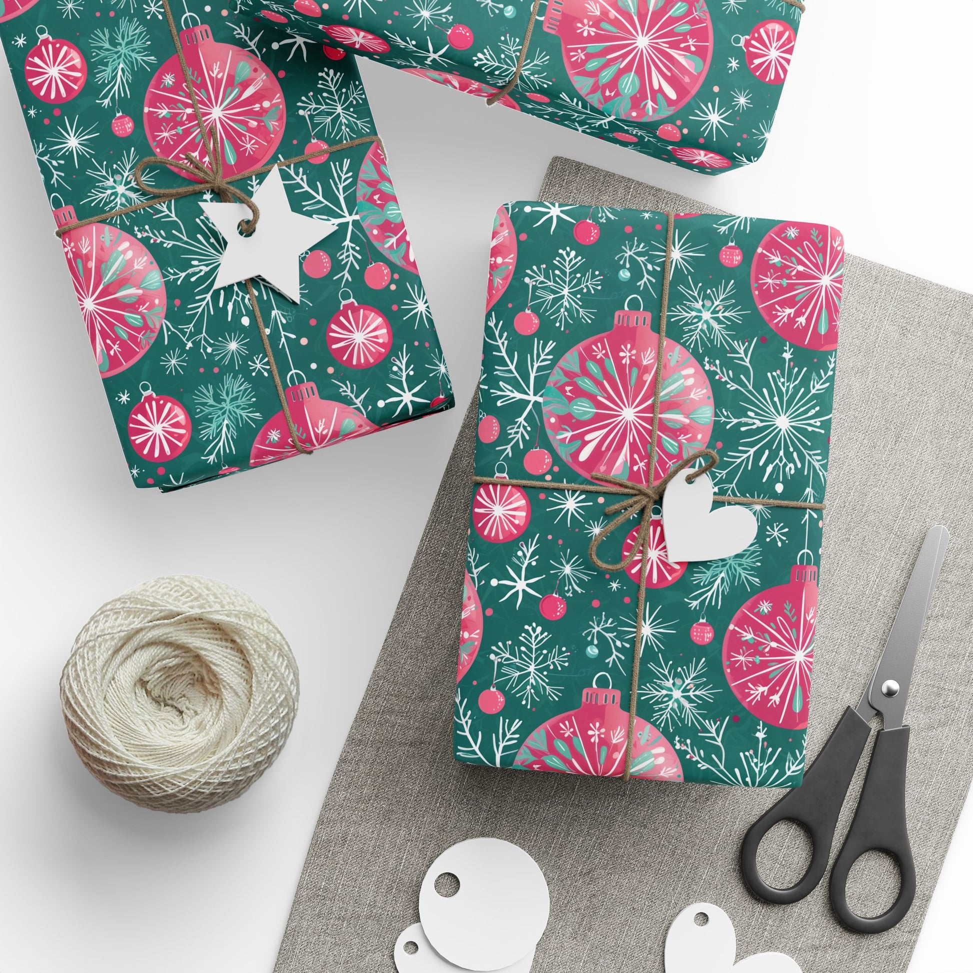 Bauble Bounce & Mistletoe Pop – Retro Holiday Ornament Wrapping Paper