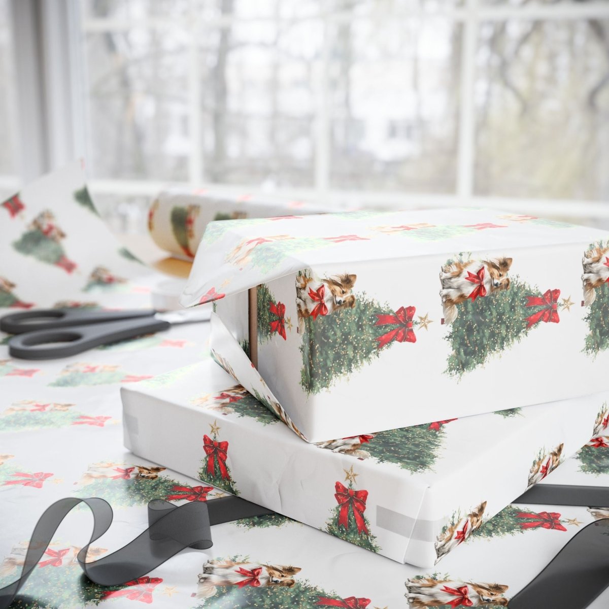 Christmas Wreath Wrapping Paper Roll — Festive Holiday Gift Wrap