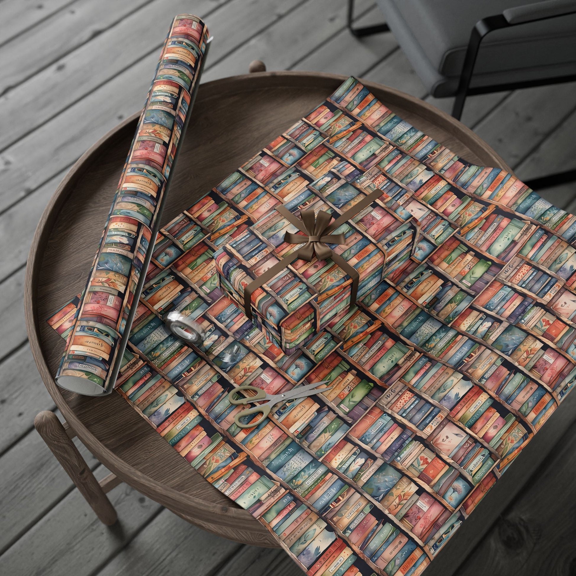 Shelf - Care – Whimsical Library Bookshelf Wrapping Paper