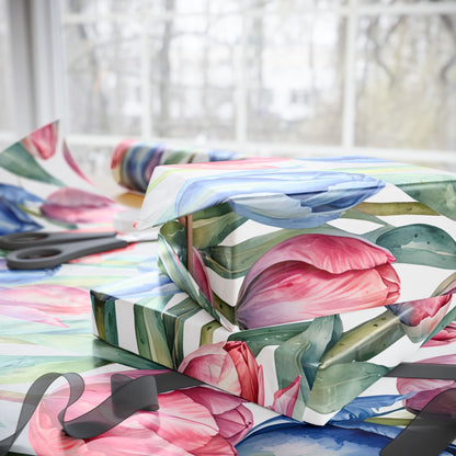 Tulips Pink Blue Gift Wrap