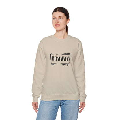 Crewneck Sweatshirt - 'Go Away' Stencil Graphic Cozy Pullover