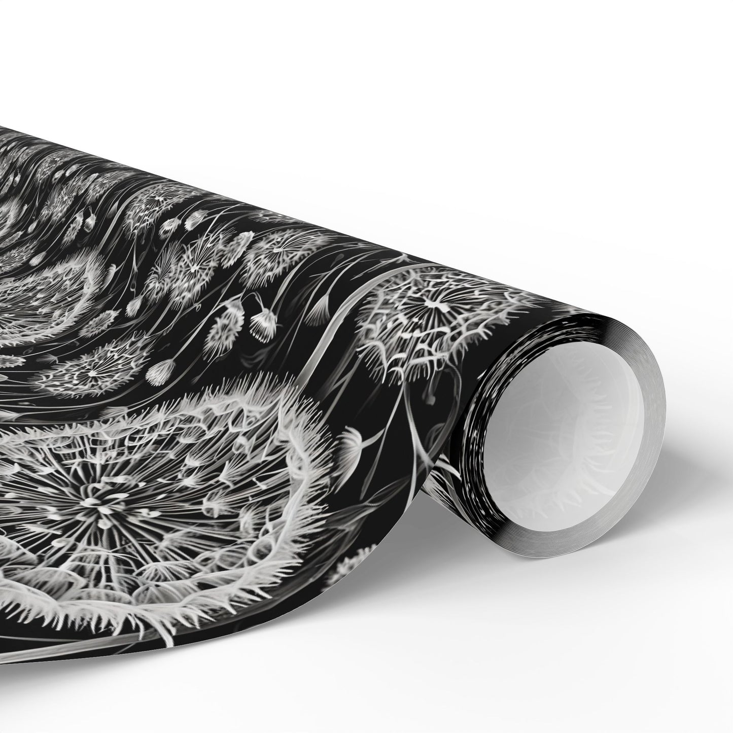 Wrapping Papers - Dandelion Seed Head Flowers Black and White Line Drawings