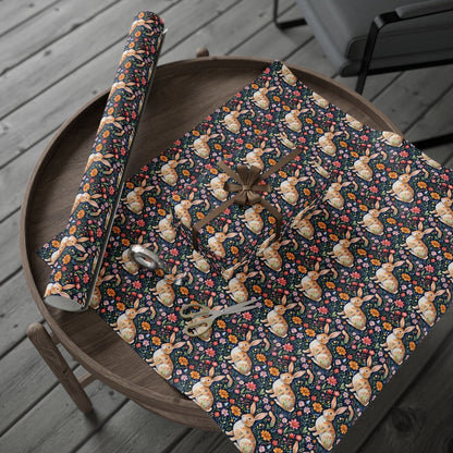 Whimsical Floral Bunny Wrapping Paper