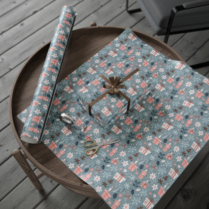 Whimsical Pink & Blue Holiday Wrapping Papers