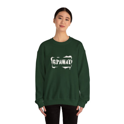 Crewneck Sweatshirt - 'Go Away' Stencil Graphic Cozy Pullover