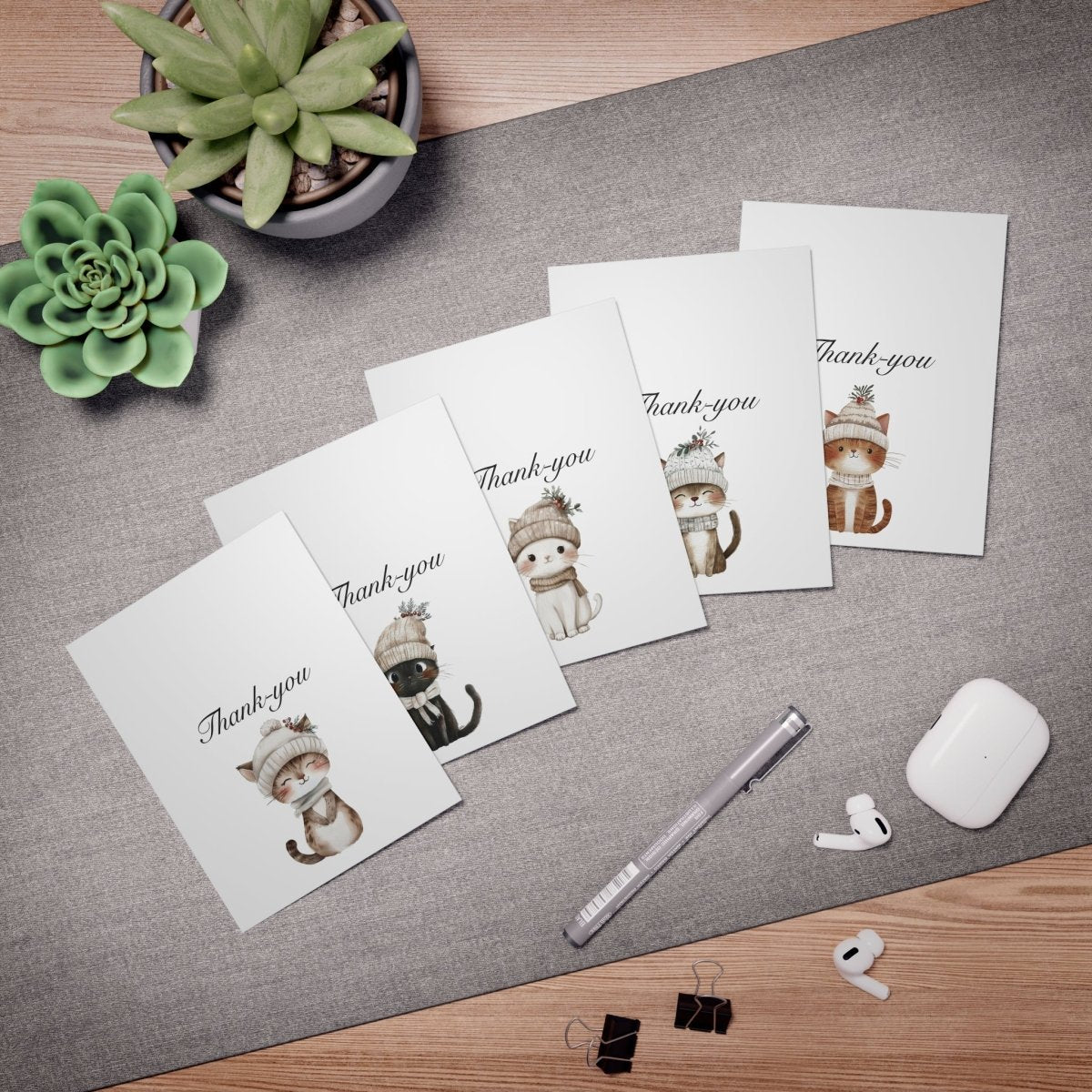 Cat Thank You Cards – 10 Pack | Blank Inside