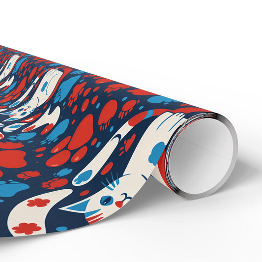 Retro Cat Design Wrapping Paper: Whisker Wonderland Gift Wrap