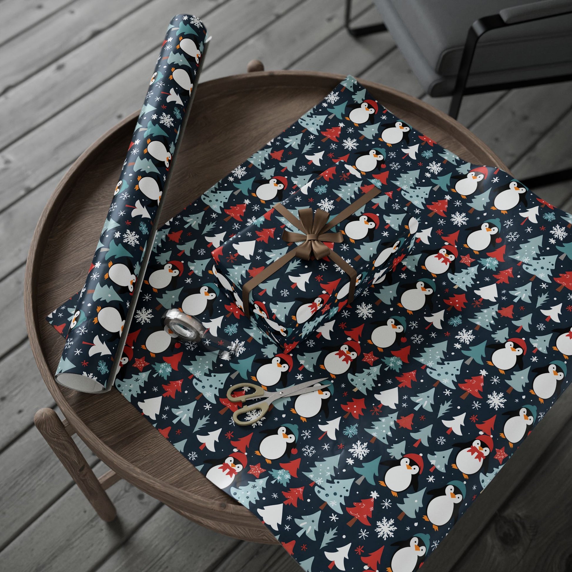 Tuxedos & Tinsel – Penguin Christmas Wrapping Paper
