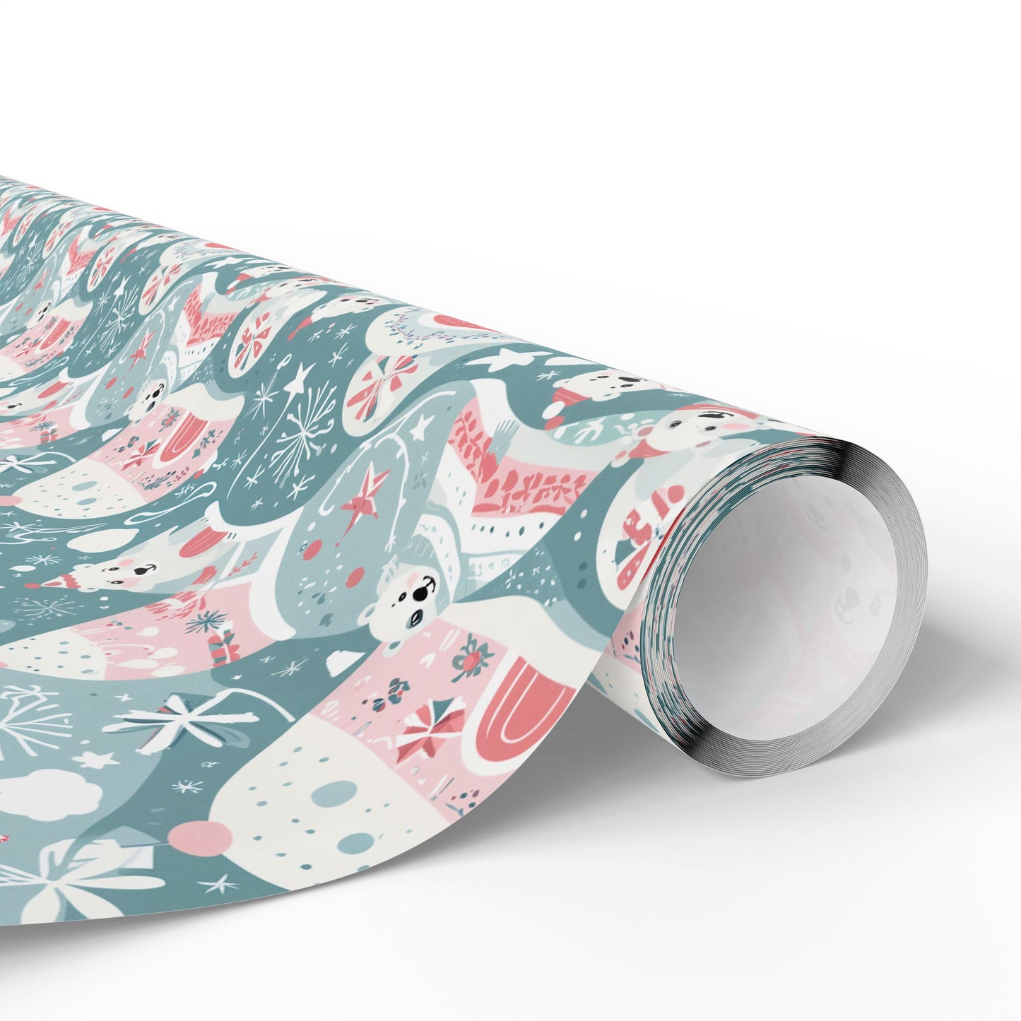 Icy Paws & Peppermint Igloos – Arctic Wonderland Wrapping Paper