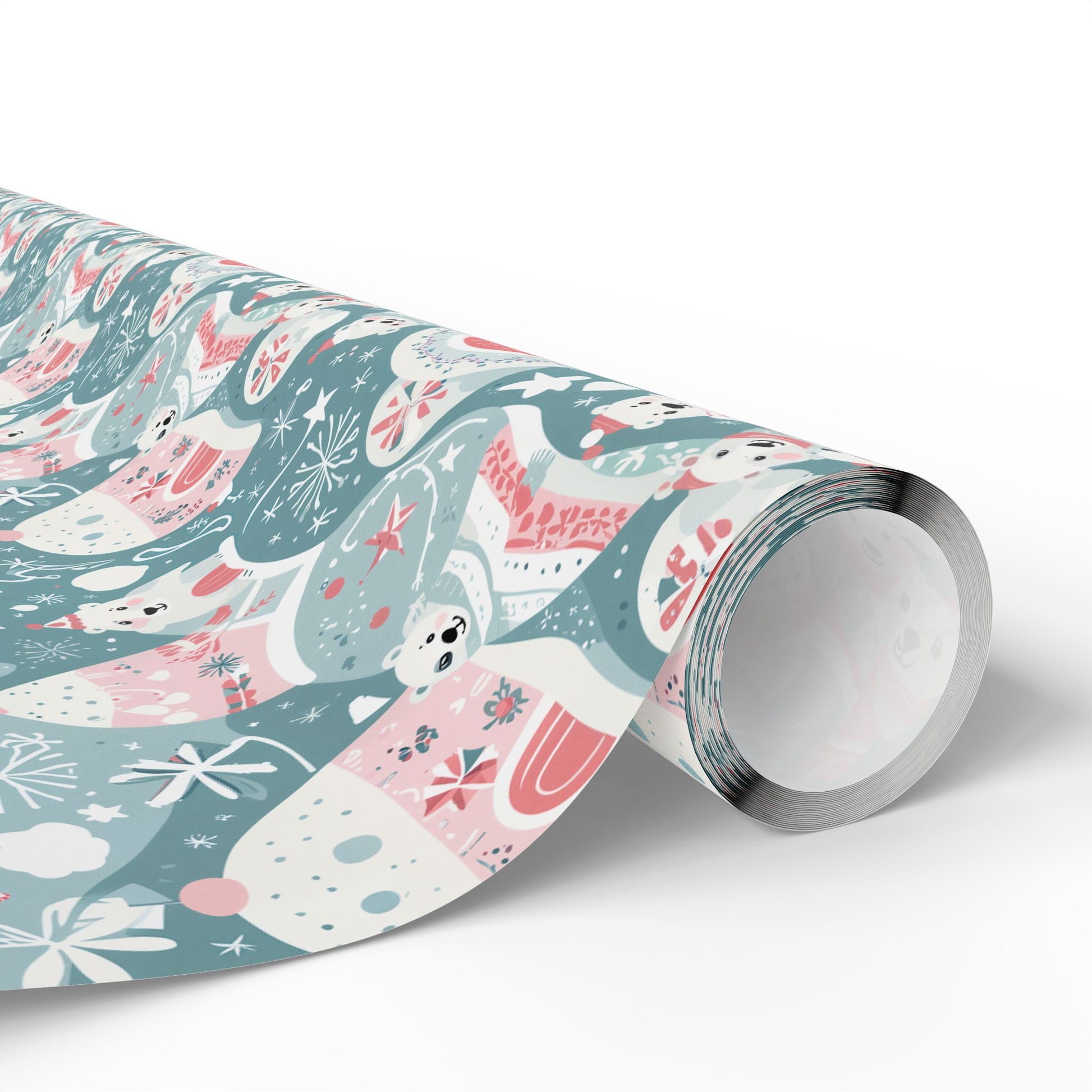 Icy Paws & Peppermint Igloos – Arctic Wonderland Wrapping Paper