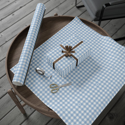 Gingham Blue with Small Hearts Wrapping Papers